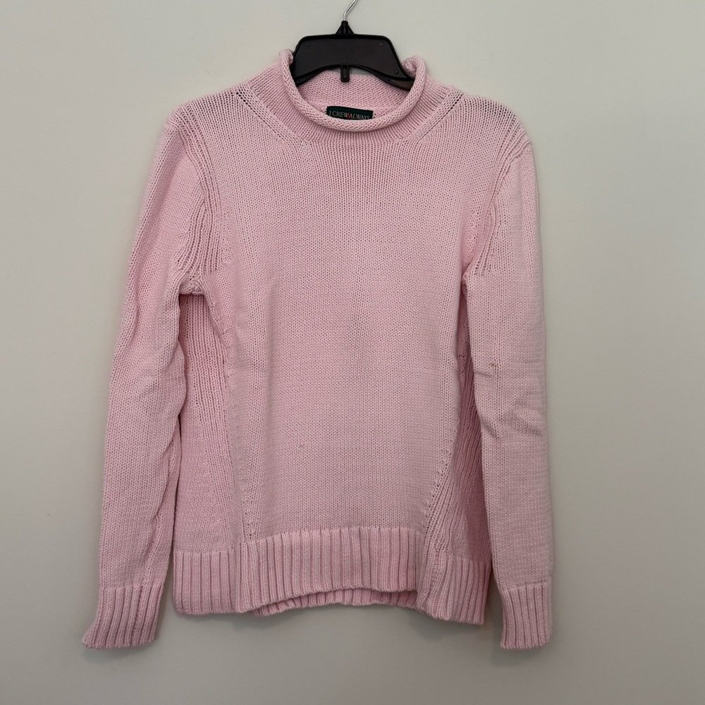 J. Crew Pink Turtleneck Sweater with Ribbed Detailing